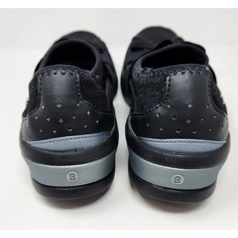 BZees Frill Slip On Sandal Sneaker Women 11 M Black Peep Toe